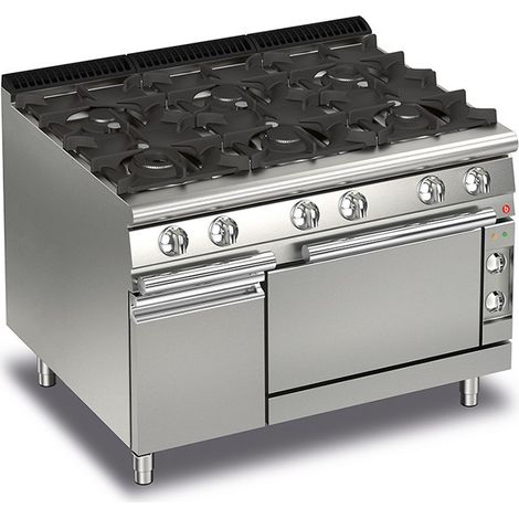 Fourneau à Gaz sur Four Electrique - 6 feux vifs - P700 - 32,4 kW - Baron