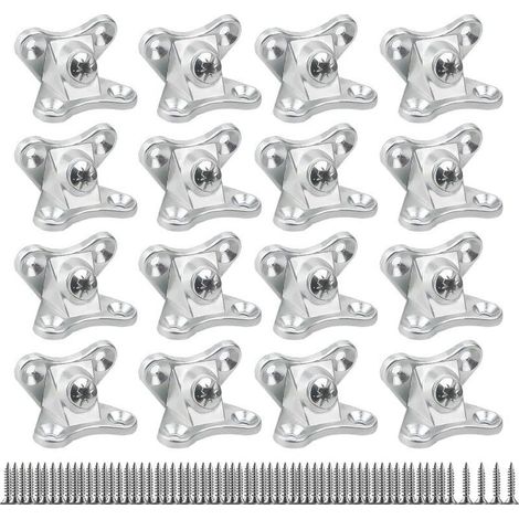 Équerre d'assemblage Amovible 16 Pièces Connecteur de l'étrier papillon,Équerre de Coin pour bois, placage(avec 64 vis) Argent (1/5)