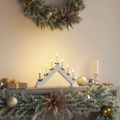 Weihnachtskerzenbrücke mit 7 LEDs Weiß 39,5 x 5 x 29 cm
