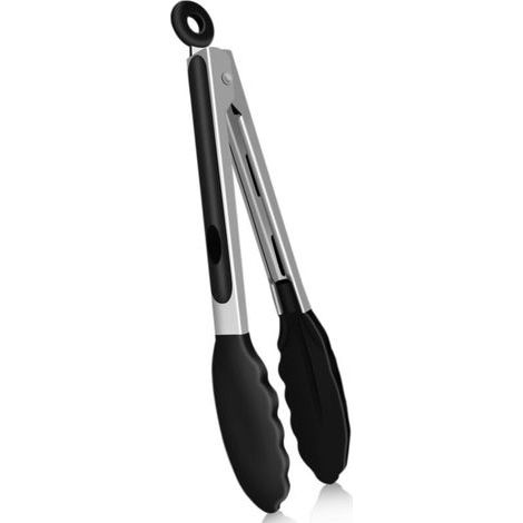 Pince de cuisine résistante à la chaleur - En acier inoxydable épais et embouts en silicone sans BPA - Idéale pour la cuisson, le barbecue - 23 cm (1/5)