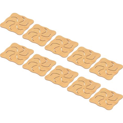 10 Stück hohle Tischsets aus Bambusimitat, isolierend, hitzebeständig, für Schüsseln und Tassen, Küchenzubehör, Rollen (1/5)