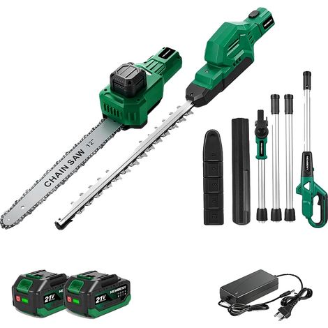 Perche télescopique, moteur sans balais, taille-haie 2-en-1, Ensemble de 2xBatteries (1/2)