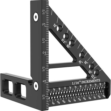 Règle de mesure multi-angle, Mini rapporteur carré 22.5 °-90 °, traceur de dessin for le travail du bois avec broche, règle de marquage Portable Equerre Menuisier (1/5)