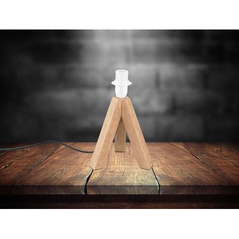 Dreibein Holz Tischlampenfuß Gestell TAL ohne Schirm, 20cm klein (1/5)