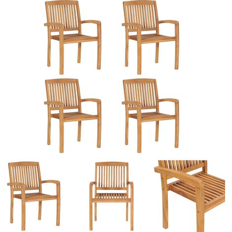 Stapelbare Stühle - vidaXL Stapelbare Gartenstühle 4 Stk. Massivholz Teak - Gartenmöbel (1/5)