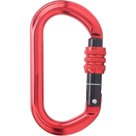 Mousqueton de verrouillage OType pour escalade et alpinisme, équipement de montagne (Rouge)