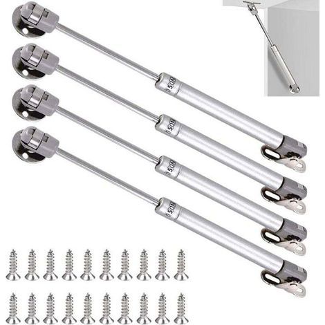 Lot de 4 vérins à gaz 150N – Longueur 270mm – Acier laminé et plastique ABS – Pour portes en bois et meubles TV – Installation sécurisée (1/4)