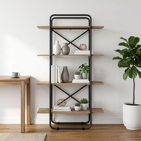 vidaXL Étagère 4 niveaux 60 x 35 x 140 cm PB Chêne artisanal (1/5)