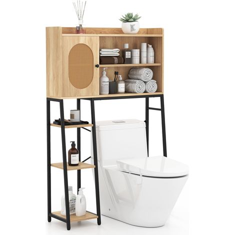 Over The Toilet Storage Cabinet Bathroom Organizer Shelves-Natural (1/5)