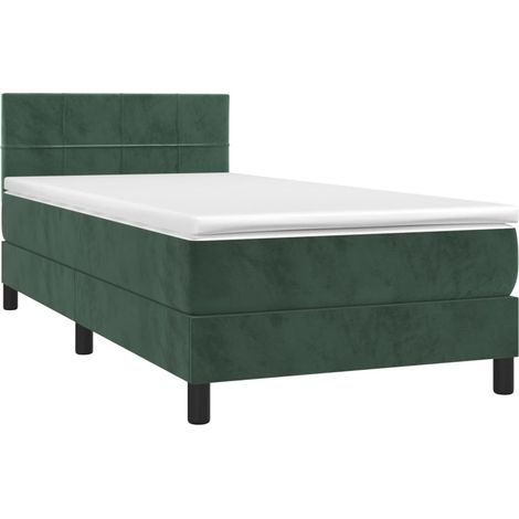 vidaXL Giroletto a Molle con Materasso Verde Scuro 90x200 cm Velluto