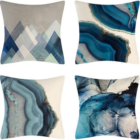 moderne Simple Gomtrique Super Doux Taie D'oreiller Pour Canap-lit Taie D'oreiller Dcor  La Maison Housse De Coussin 45x45cm, Ensemble De 4 (1/5)