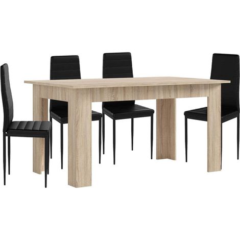Pack Mesa de Comedor o Cocina + 4 Sillas en Polipiel/metal