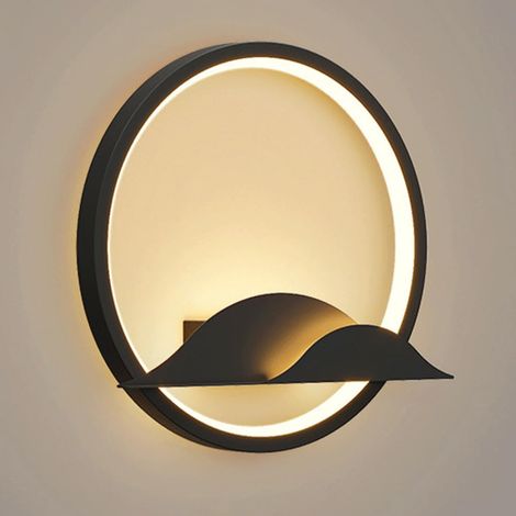 Applique murale en métal Ring, applique murale LED moderne 20W, appliques murales de chevet de chambre à coucher noires, applique murale d'éclairage décoratif de fond de salon simple, diamètre: 25cm/9 (1/5)