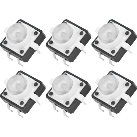 Bouton poussoir tactile LED blanc 12x12x7.3mm - Lot de 20 interrupteurs momentanés pour circuits électroniques (1/5)
