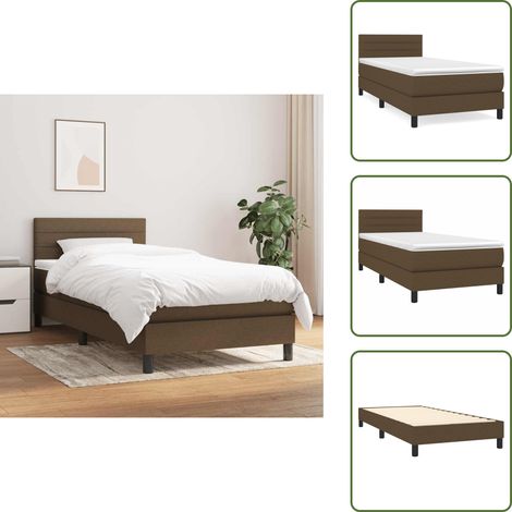 Letto con materasso a molle insacchettato - vidaXL Giroletto a Molle con Materasso Marrone Scuro 80x200 cm Tessuto - Letto con materasso morbido