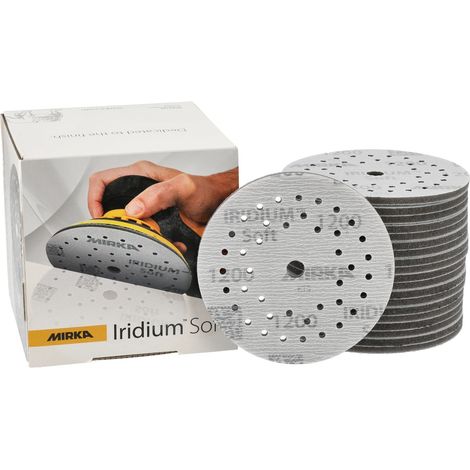 Mirka Iridium Soft Disques abrasifs Ø 125 mm / Grain P1200 / autoagrippant Multifit / 20 pièces / Abrasifs à base de mousse pour un ponçage à sec précis, ponçage de vernis, finition