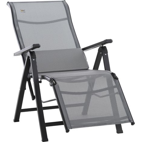 Klappbarer Gartenliegestuhl mit Kissen, Schwerelosigkeits-Sonnenliege, 9-fach verstellbare Rückenlehne, bis 150 kg belastbar, für Garten, Urlaub, Strand und Outdoor-Aktivitäten, Schwarz+Grau