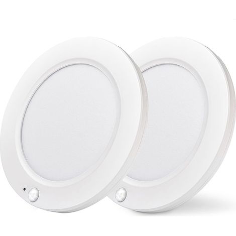 Lot de 2 Plafonnier LED avec Détecteur de Mouvement 15 W 1500lm 3000K 4000K 6000K Ø19 cm Ultraplat Lampe de Plafond Ronde pour Couloir 2 re de 1500 (1/4)