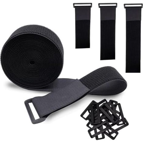 Sangle Scratch 5cm × 5m, 15 Boucles, Réglable, Noir, Nylon, Lock - (1/5)