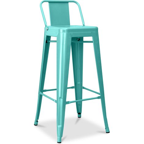 Bar Stool with Backrest - Industrial Design - 76cm - New Edition - Stylix Pastel green