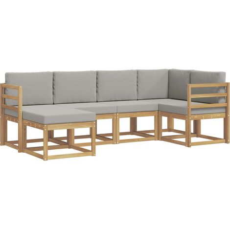 Ensemble de canapés d'extérieur 6 pc Blanc et gris clair vidaXL (1/5)