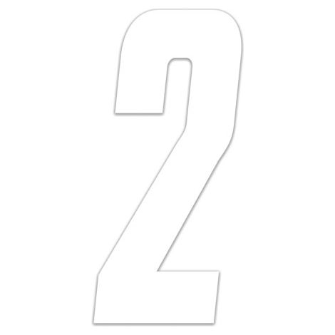 Numeri Adesivi Moto Cross, Set da 3 pezzi, 10 cm - Colore: BIANCO - Numeri: 2