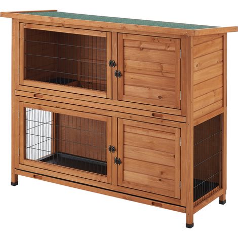 Kaninchenstall Falkenau Kleintiergehege 104x122x50cm Tannenholz [en.casa]