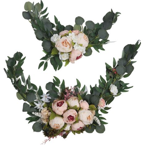 Arche de mariage artificielle, 2 pièces, fleurs colorées, signes de bienvenue romantiques exquis, décoration florale, décor Champagne (1/5)