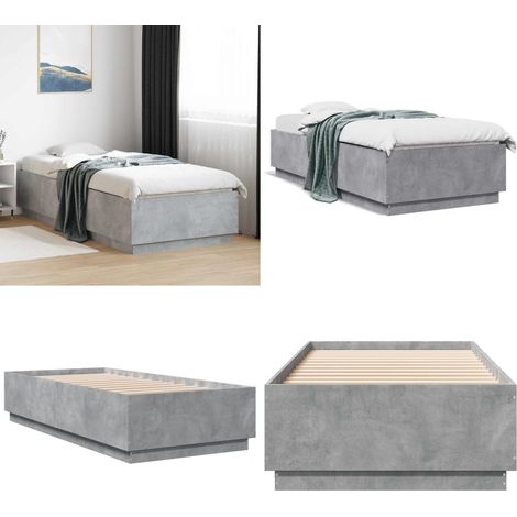 Estructura de cama madera de ingeniería gris hormigón 100x200cm - Estructura de cama - Cama de ingeniería