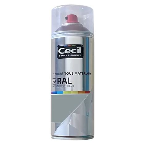 Peinture Aérosol Cécil Professionnel PA RAL - Gris galet satin (RAL 7045) 0,4 L