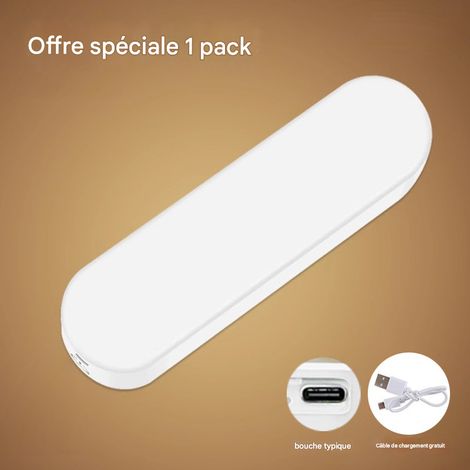 Veilleuse rechargeable à détecteur de mouvement,lampe LED sans fil pour placard avec bande magnétique,intensité réglable,fonctionne sur piles,idéale pour la chambre,le couloir,les escaliers et le plac (1/4)