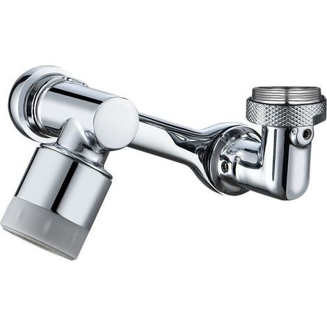 Adaptador de agua universal a pilas, giratorio en todas las direcciones, función de ahorro de energía, dos modos: ducha y burbujas, cromado, plateado (1/5)