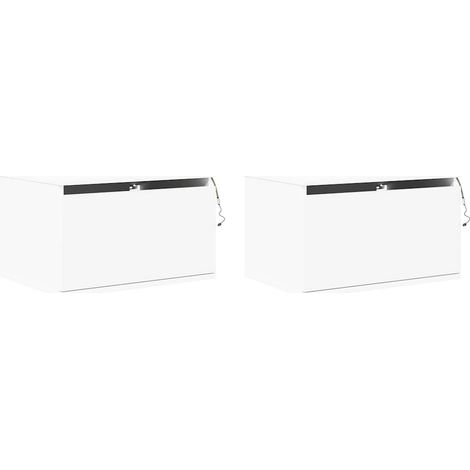 Wall-mounted Bedside Cabinets with LED Lights 2 pcs White vidaXL