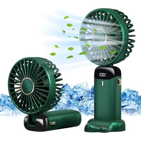 Ventilateur portable rechargeable par USB, 5 vitesses, alimenté par batterie, pliable, pour la maison, le bureau, l'extérieur, les voyages, bleu foncé