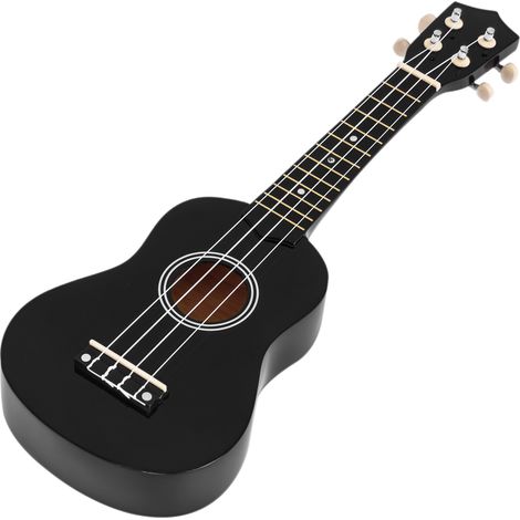 Ukulélé 21 pouces bois cordes nylon médiator corde rechange noir