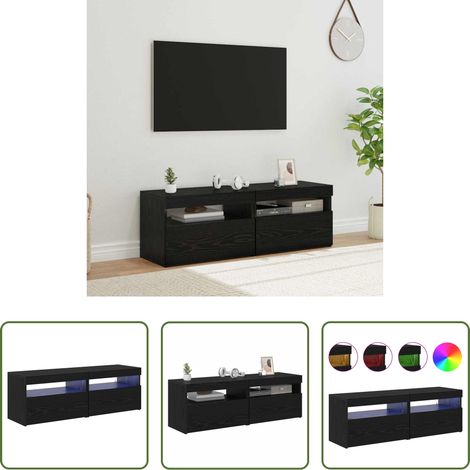 Fernseh-Schrank - TV-Schränk 2 pcs Schwarz Eichen-Optik 60 x 35 x 40 cm (1/5)