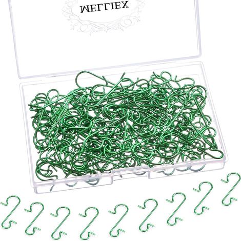 120 Pièces Crochets pour Boules de Noël, S-Forme de Cintre en Métal Petit de Crochets d'Ornement de Noël pour accrocher une décoration d'arbre de Noël, Vert (1/5)