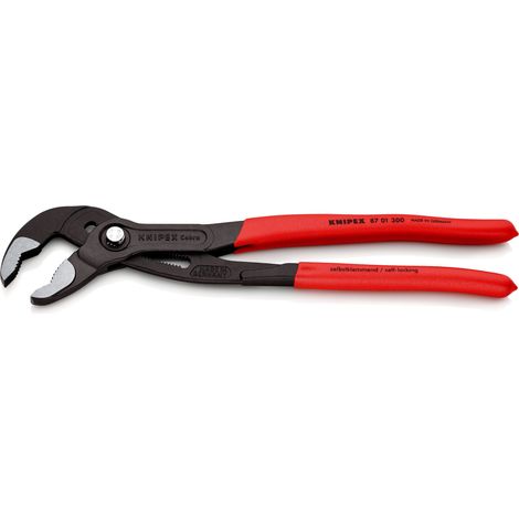 KNIPEX 87 01 300 Cobra® Pinza regolabile di nuova generazione per tubi e dadi Rivestita in plastica antiscivolo bonderizzata grigia 300 mm