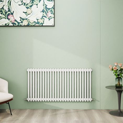 AICA 600x1190mm White Horizontal Traditional Radiator Cast Iron 2 Column Heating UK