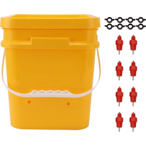 Abreuvoir automatique pour poulet, avec baril portatif de 12l, équipement pour boire de la volaille, seau d'oie et de canard + tête rouge (1/5)