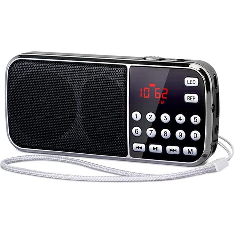 Radio portable Bluetooth AM FM avec haut-parleurs stéréo et lampe torche LED (1/5)