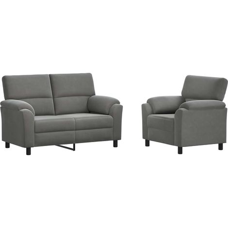 Set di divani 2 pcs Grigio Scuro Velluto vidaXL (1/5)