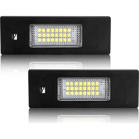 LED Éclairage de plaque d'immatriculation Auto Ampoules Super Brillant 6000K Xénon Blanc 24 SMD Feux arrière pour E87/E81/E64/E63/E85/E86/F12/F13/K48 etc, 2 pièces (1/5)