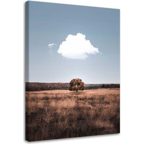 Tableau sur toile Champ avec arbre Paysage 40x60 (1/5)