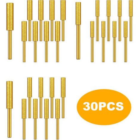 Lot de 30 mèches diamantées pour tronçonneuse, haute dureté, plaquées titane, pour meuleuse d'angle, pour tronçonneuse électrique, bijoux, pierres, 5/32, 3/16, 7/32 pouces (or) (1/5)