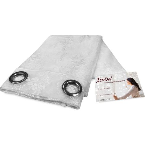 RIDEAU ISABEL blanc cm. 140X280 EMBALLÉS dans de la DENTELLE jacquard (1/5)