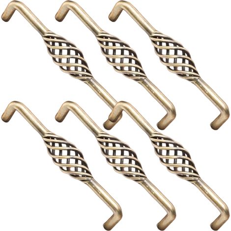 Poignée de tiroir traditionnelle, lot de 6 poignées de porte en forme de cage à oiseaux. En métal. Poignées anglaises. Convient pour les poignées de meubles de cuisine, de chambre, de tiroir, etc. (No (1/5)