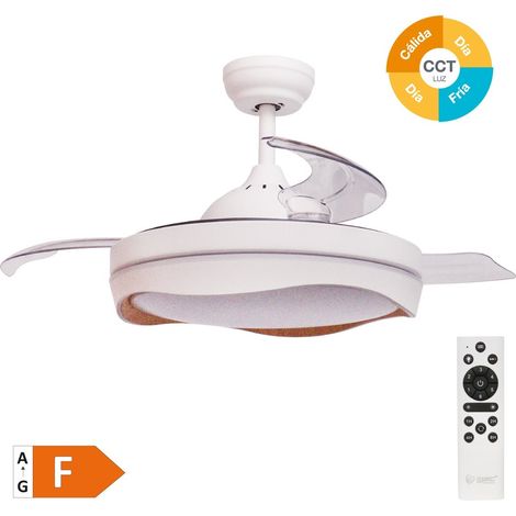 Ventilador de techo "Nicosia" con luz LED regulable y mando a distancia (36W 3CCT 3547lm) color blanco y efecto madera (1/5)