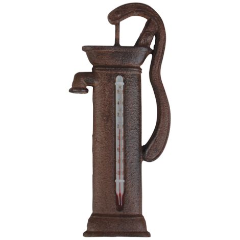 Thermomètre pompe manuelle en fonte - Marron - H 19,9 cm - Livraison gratuite