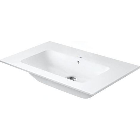 Meuble lavabo DU par Starck 830mm Blanc satinée, avec vidage, mitigeur HLB, o.HL, WG (1/4)